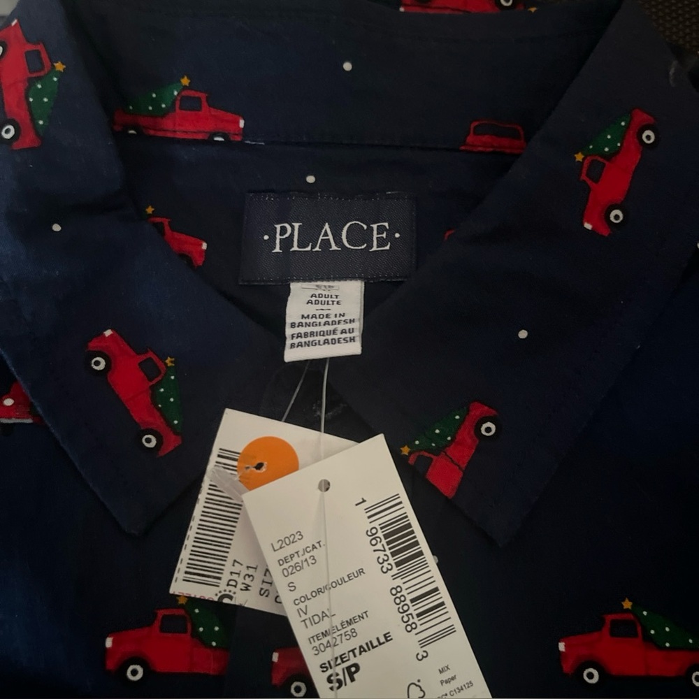 Place Men’s Long sleeve Christmas navy shirt NWT